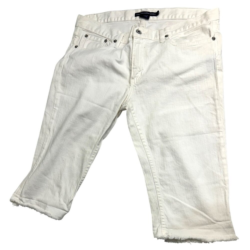 Ralph Lauren Sport White Crop Jeans Raw Hem Womens PICS Show Size and Condition